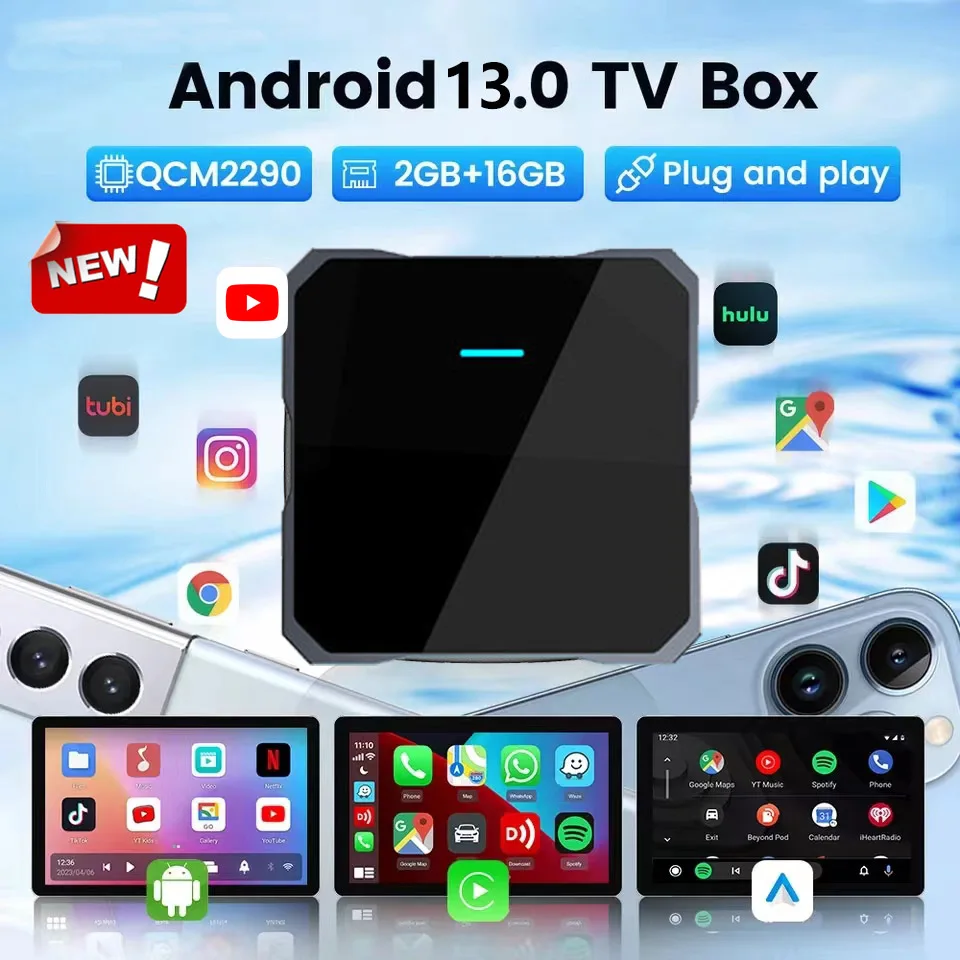 Smart CarPlay Ai Box 3in1 Android 12 TV Box Wired To Wireless CarPlay Android Auto Built-in Netflix YouTube OEM CarPlay Cars