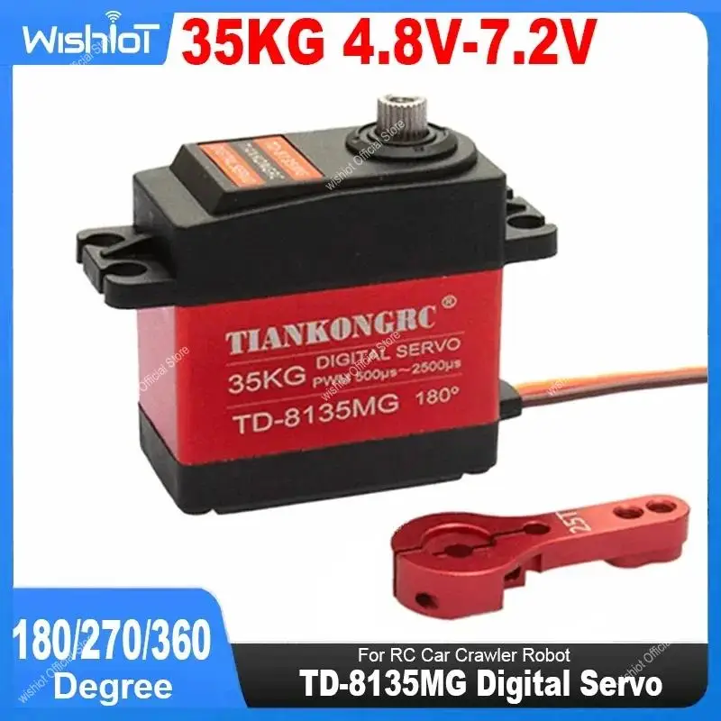 TD-8135MG Digital Servo Motor 35KG 360 Degree Waterproof Large Torque Angle Controllable Coreless Servo for RC Car Aircraft