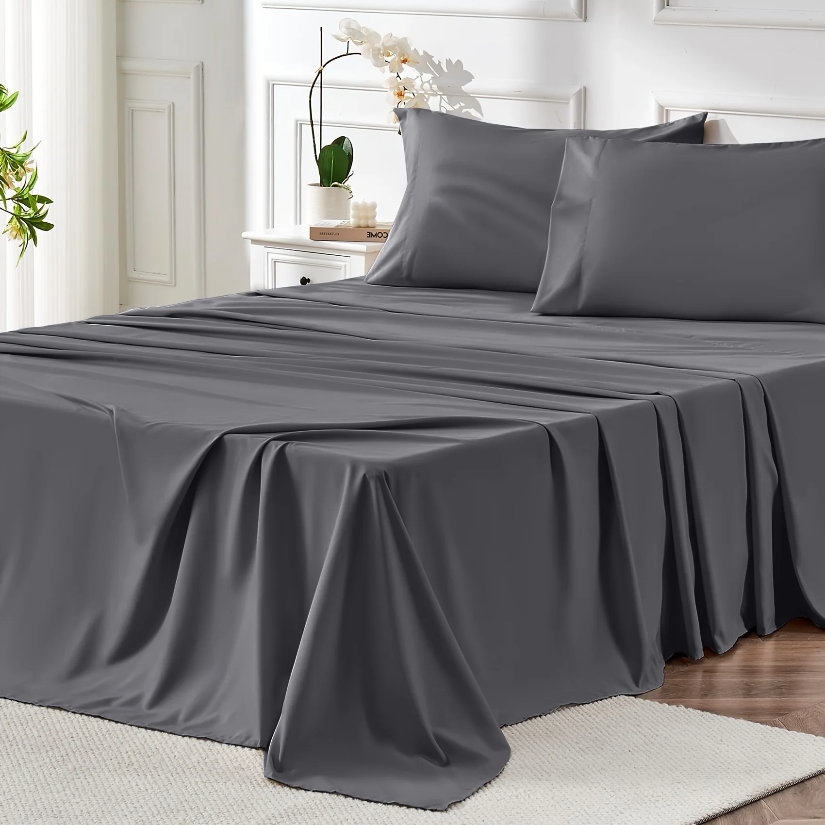 

4pcs 2000 Thread Count Cooling Bamboo Bed Sheets Set, Breathable Soft Hotel Bed Sheets with 16" Deep Pocket, Wrinkle & Shrink Re