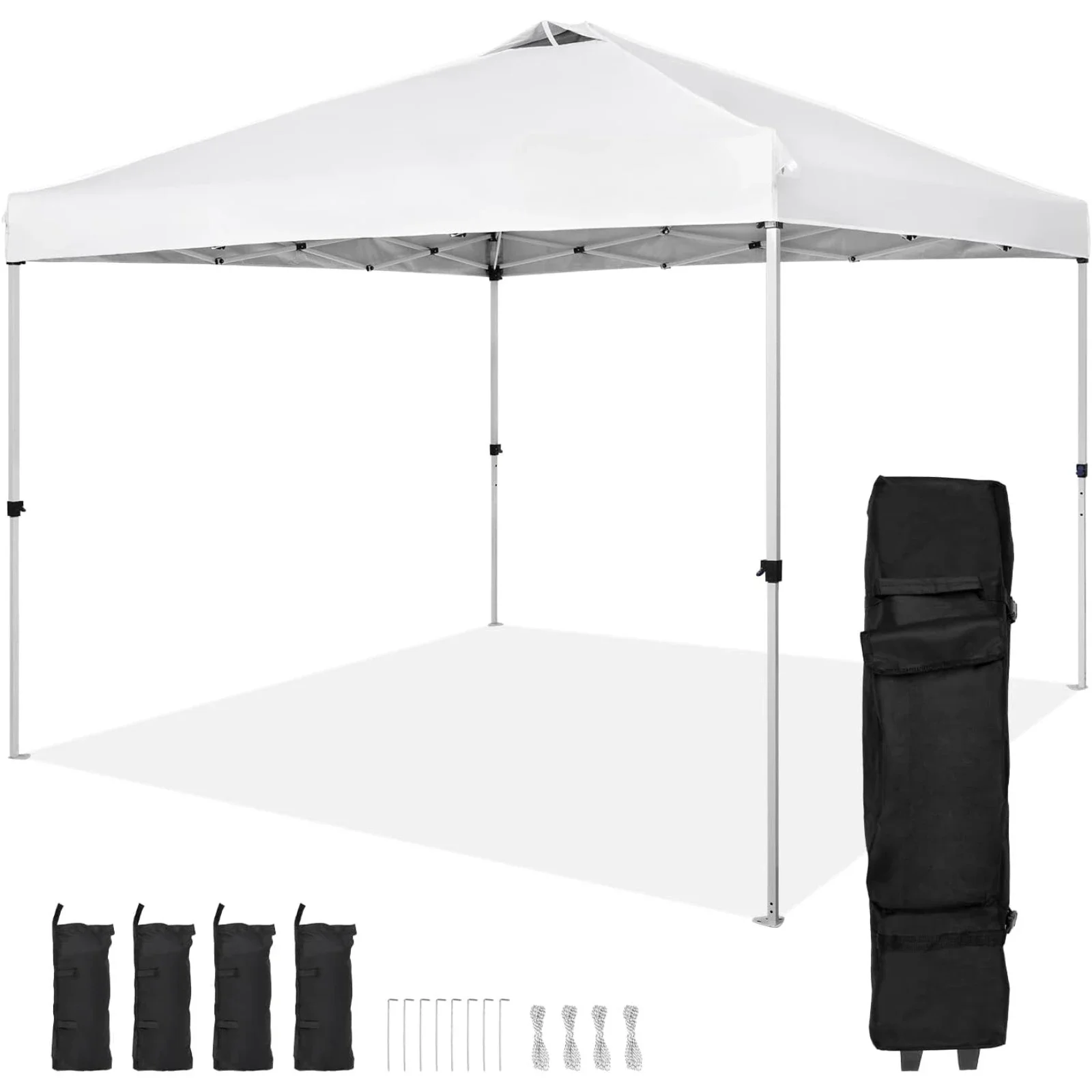 US Pop Up Canopy Tent,  PU Silver Coated Tarp, Portable and Compact with Portable Roller Bag , Waterproof and Sun