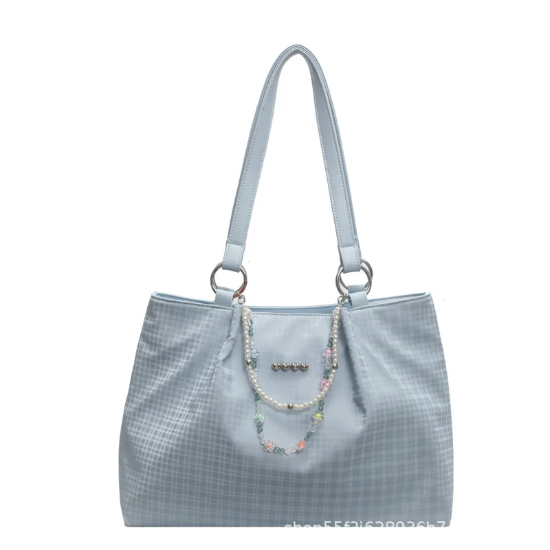 

Women's Tote Bag Shoulder and Armpit Bag New Fashionable and Versatile for Commuting Large Capacity Checkered Bead Bag