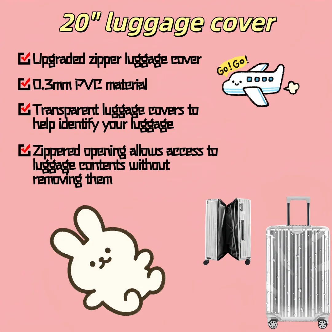 

Модернизированный 20-дюймовый прозрачный чехол для багажа, водонепроницаемая защита для чемодана на молнии, чехол для дорожной сумки для частотных флаеров