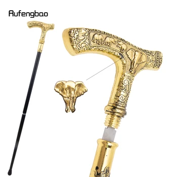 골든 화이트 코끼리 손잡이 럭셔리 워킹 스틱, 숨겨진 플레이트, 자기 방어 패션 지팡이 플레이트, 코스프레 크로시에 스틱 89cm 