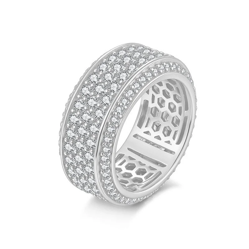 

ZFSILVER s925 Silver Fashion Luxury Trendy Color D Moissanite Design Row Ring For Charms Women Wedding Party Jewelry Gift R21313