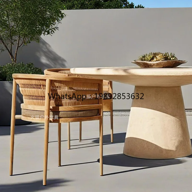 YYFY Outdoor Teak RH Table and Chair Hotel Resort Waterproof Sunproof Woven Rattan Furniture