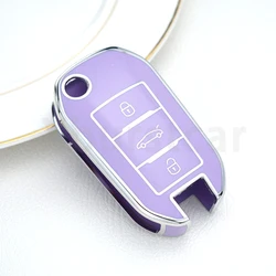 3 Buttons Flip Folding Key Soft TPU Car Key Case Cover for Citroen C-Elysee C4-Cactus for Peugeot 208 2008 301 308 508 5008 RCZ