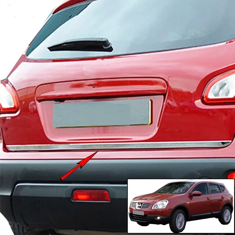 For Nissan Qashqai +2 2007 - 2010 2011 2012 2013 J10 Chrome Rear Trunk Tail Gate Door Cover Molding Strip Trim Car Styling