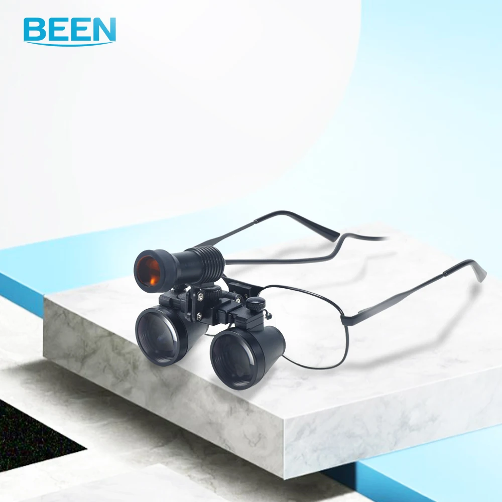 BEEN Dental Loupe Glasses Type 5W LED Lighting Lab Medical Loupes Magnifier Dentists 2.5 3.5x420mm Metal Eyeglass Frame Aluminum