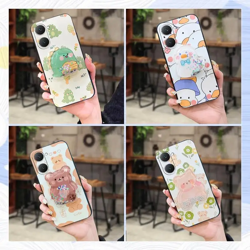 Cartoon Simplicity Phone Case For VIVO T3 Lite 5G/IQOO Z9 Lite 5G Glitter Silicone Anti-dust Soft Case quicksand Cute