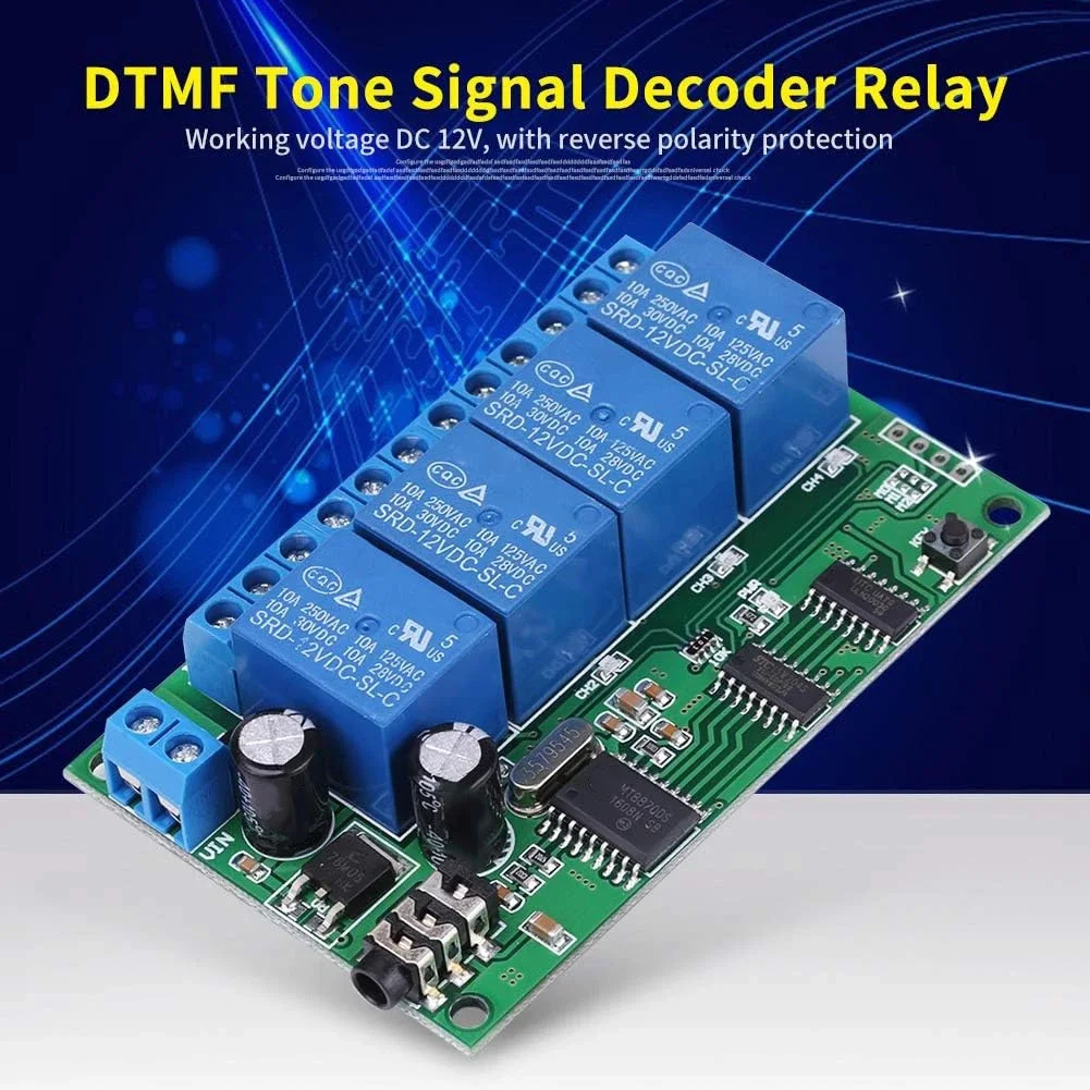 AD22B04 12V 4 Channel Tone Signal Decoder Relay Board For Phone Remote Control Security Alarm Industrial Automation
