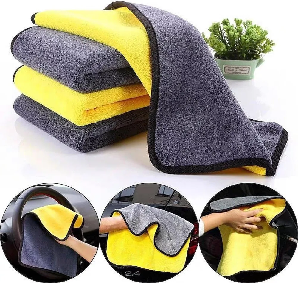 Ultra-Soft Microfiber Towels 10-Pack - Lint-Free, Super Absorbent for Car Detailing & Home Cleaning (Yellow/Grey) 11.8x15.7