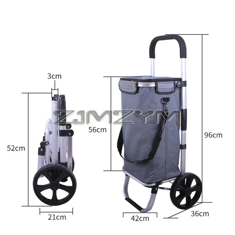 50KG Load Bearing Shopping Cart Waterproof Wear-resistant Luggage Cart Folding Large Capacity Grocery Cart With Anti-slip Pad