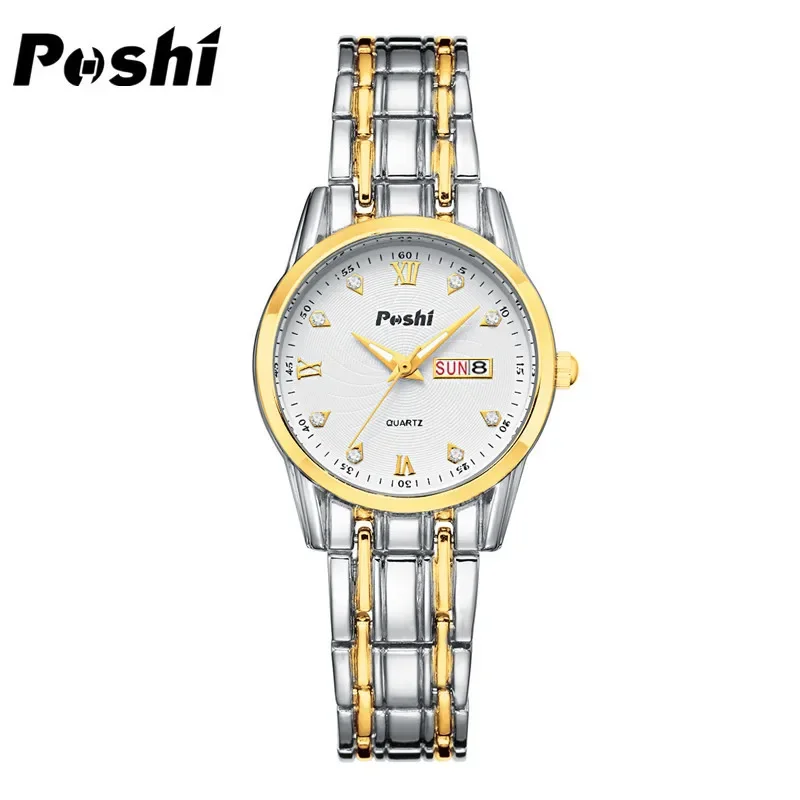 POSHI Luxury Women Watches Small Elegant Alloy Women\'s Quartz Watch Luminous Waterproof Date Ladies Bracelet Dress Wristwatch