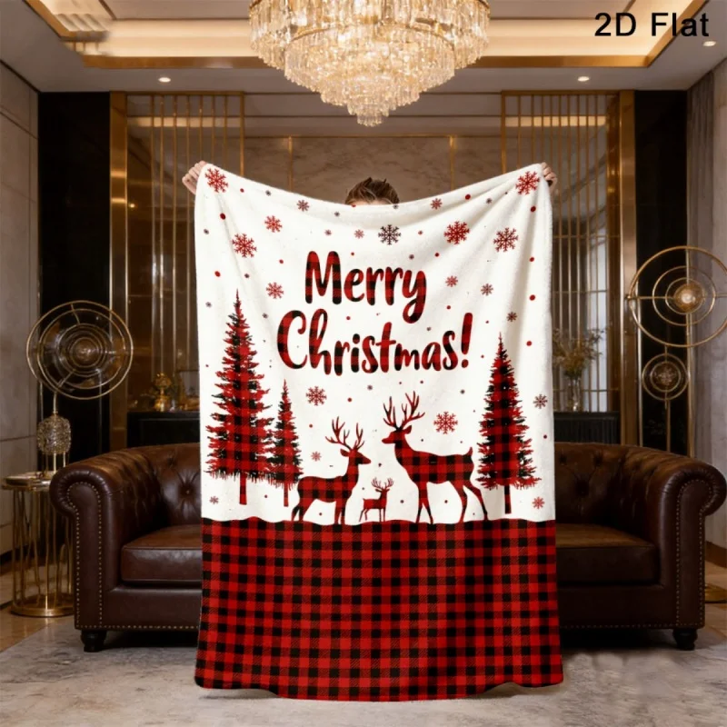 Cat Dog Piano Christmas Throw Blanket, Soft Warm Bed Couch Cover, Cute Pet Holiday Home Decor