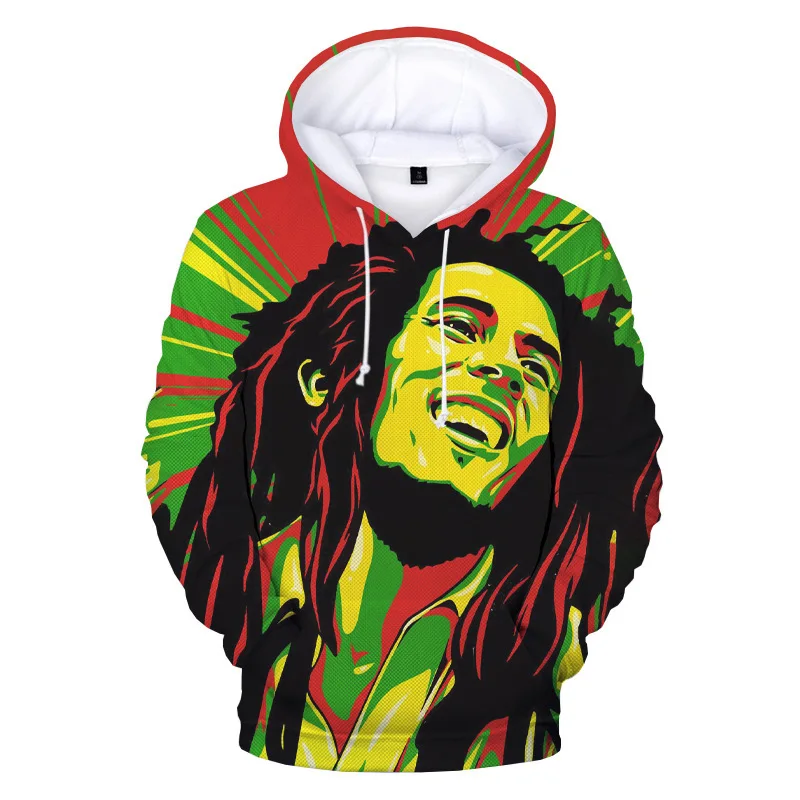 Newest Popular Bob Marley Reggae Rapper Hoodies 3D Print Men Women hooded Sweatshirts Rock Singer Hoodie Oversized Kids Clothing