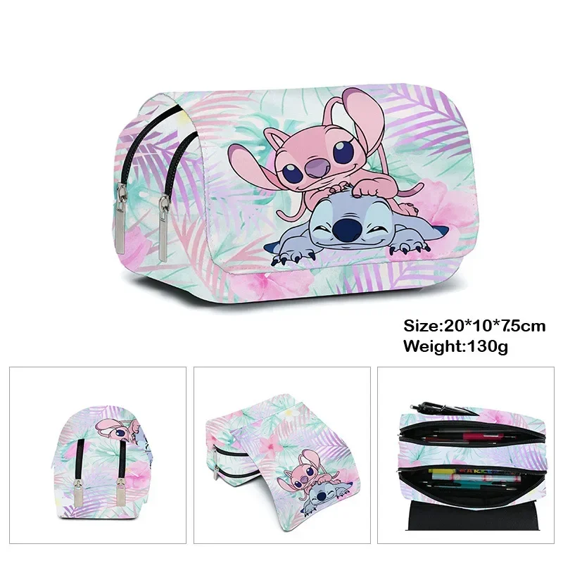 MINISO Disney  Stitch Fully Printed Flap Pen Bag Stationery Box Pencil Case Primary and Secondary School Girls Anime Kawaii