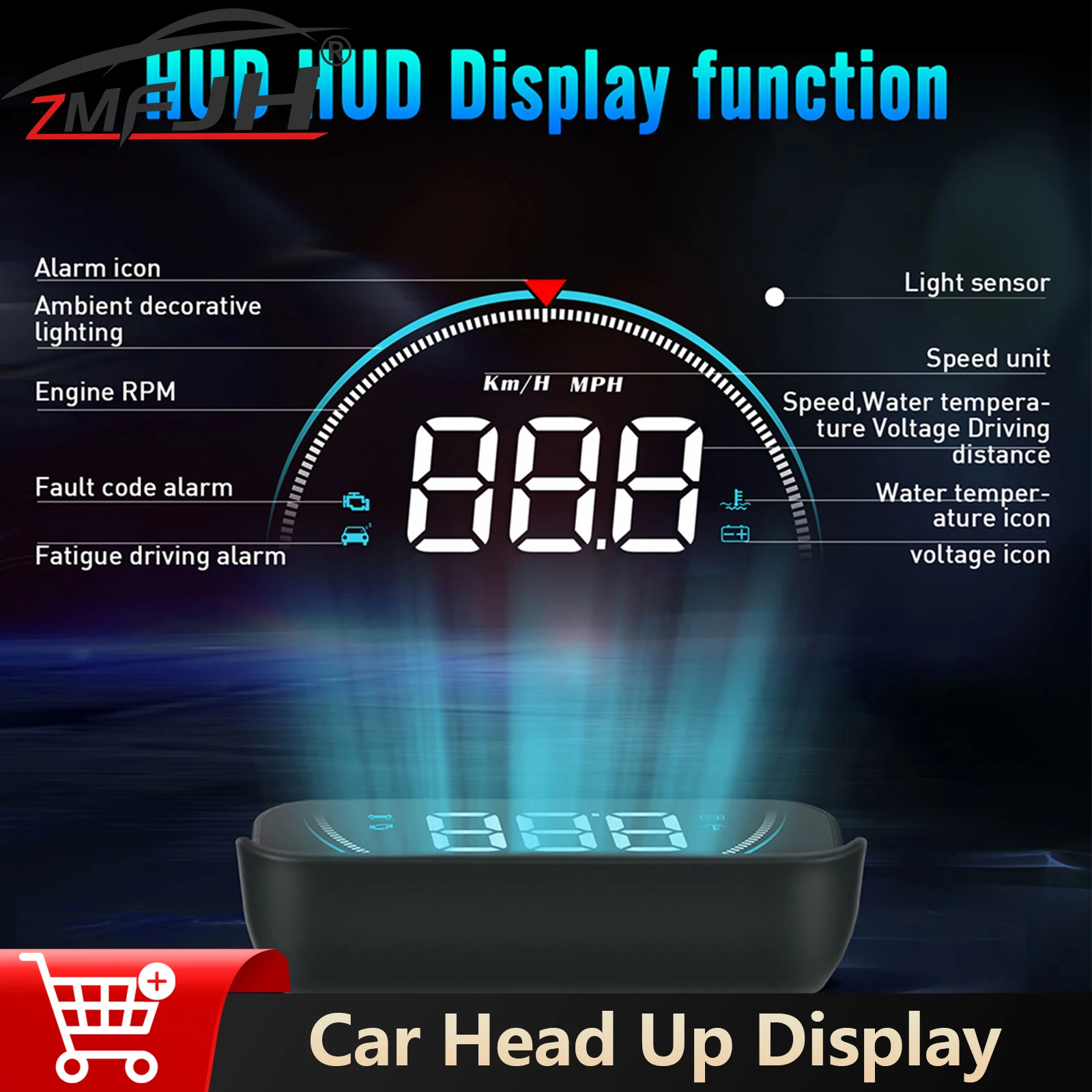 

Автомобильный OBD проектор OBD2, проектор на лобовое стекло, спидометр с предупреждением о превышении скорости, температура воды, автомобильные электронные аксессуары