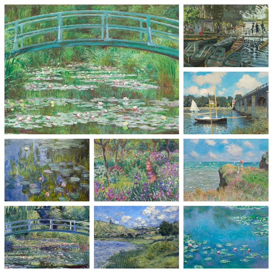 Künstler Monet Berühmte Gemälde Diamant-Malerei-Sets Foto-Kunst 5D DIY Vollbohrer Mosaik Kreuzstich Stickerei Heimdekoration Geschenk
