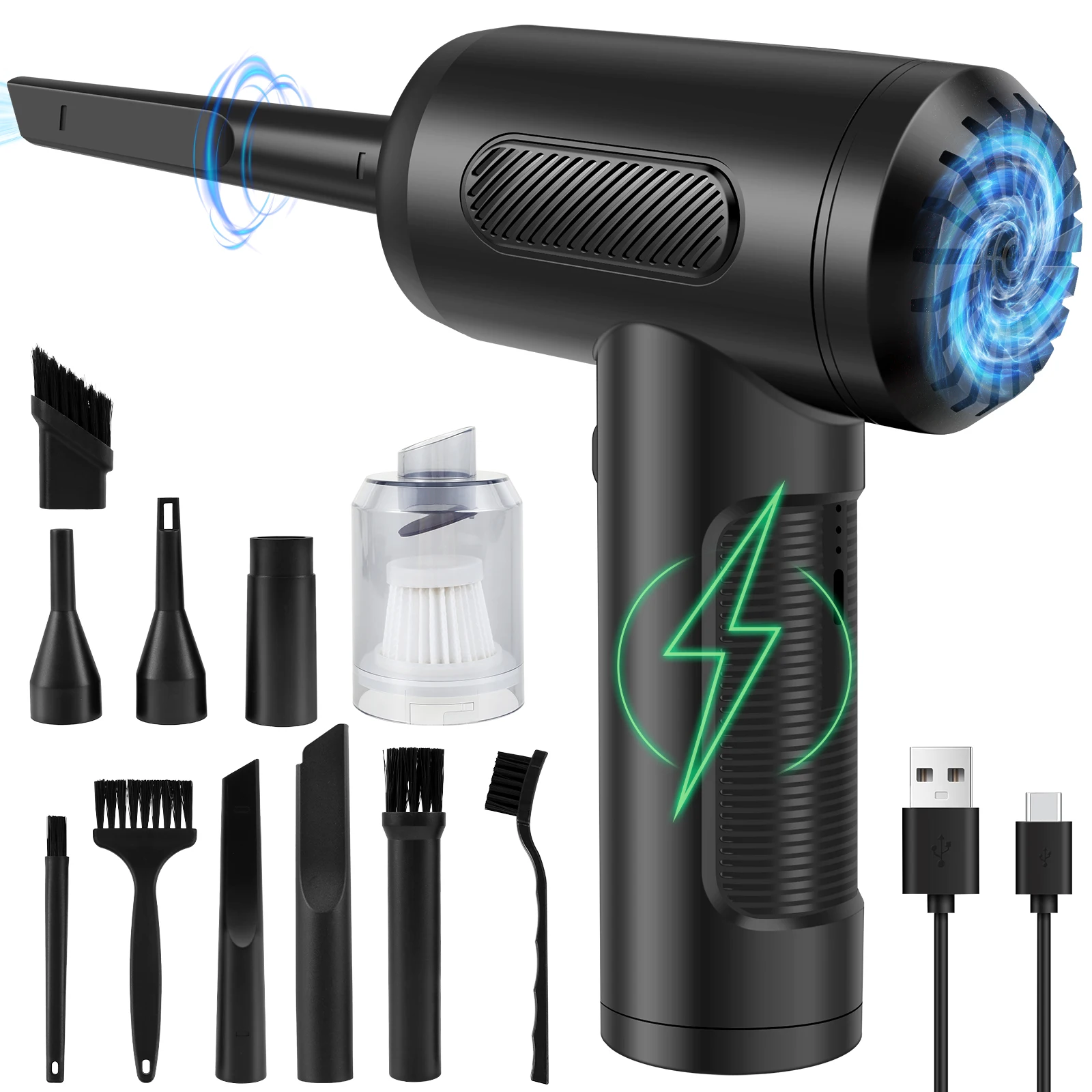 Aspirador de Carro sem Fio Aspirador Portátil Sucção Forte Mini Aspirador para Casa Carro Escritório 68w 6300pa