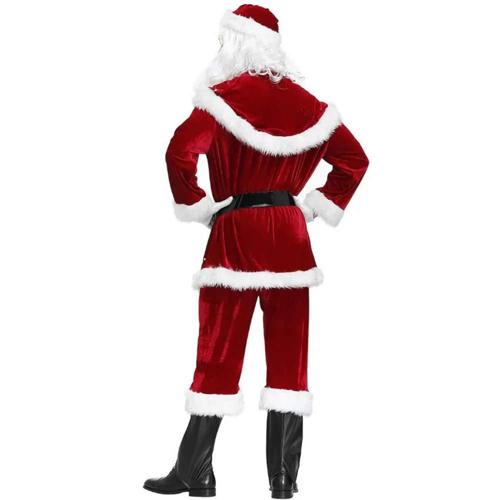 Men's Santa Claus cosplay Costume Father Christmas Fancy Dress New Year Xmas Outfit Suit Adult Man Christmas Costumes