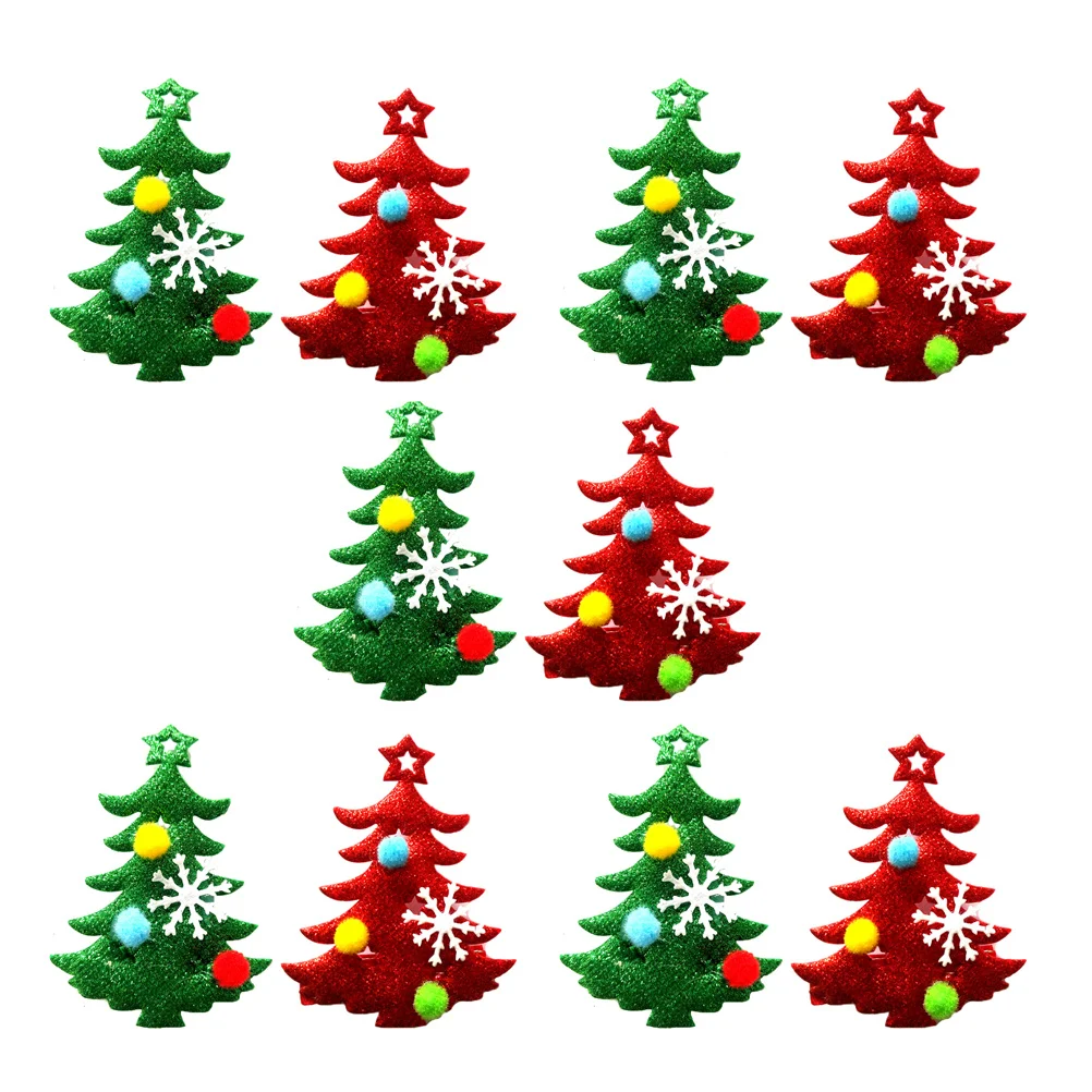 

10Pcs Christmas Tree Pet Hair Clips Dog Cat Barrette Decorative Bowknots for Pets Mixed Color Pet Hair Clips Dog Cat Barrette
