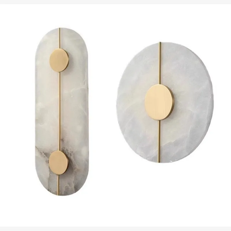

French Modern Luxury Light Emitting Diode Light Source All Copper Marble Wall Light All Copper Bedroom Living Room Stairs
