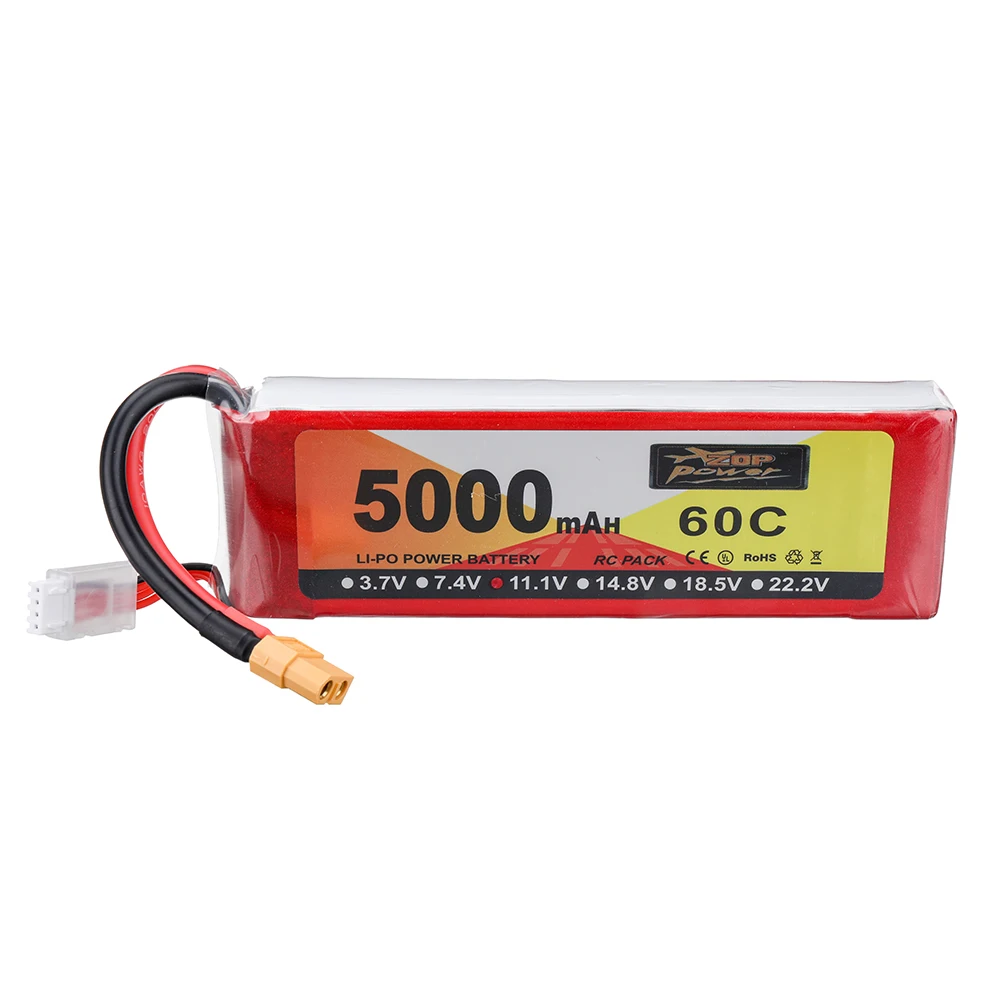 

ZOP Power 11,1 V 5000mAh 60C 3S LiPo Battery XT60 Plug для радиоуправляемого дрона