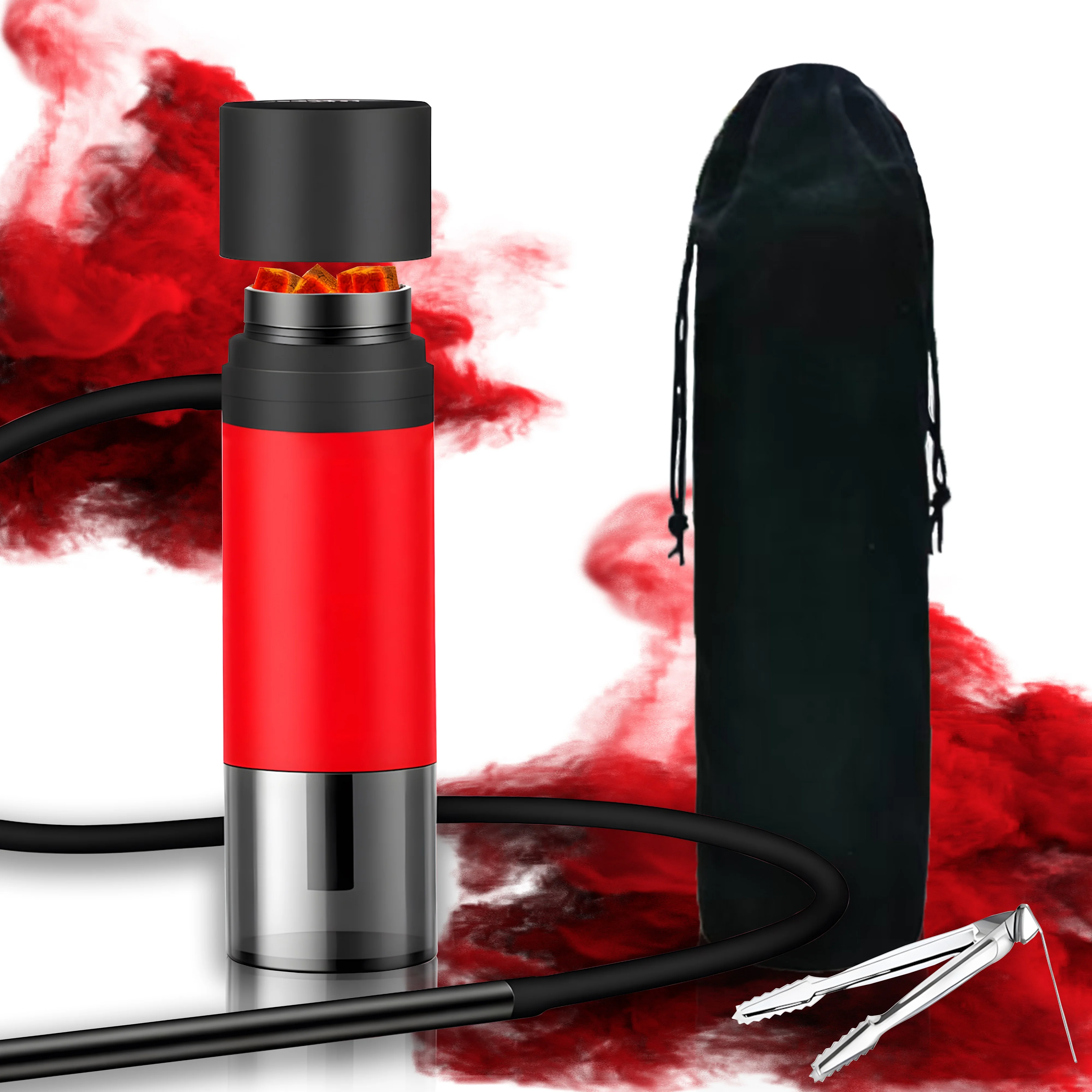 

Портативный набор кальяна для путешествий — набор автомобильных кальяна премиум-класса, красные мини-аксессуары для кальяна, включает экраны, маленький кальян