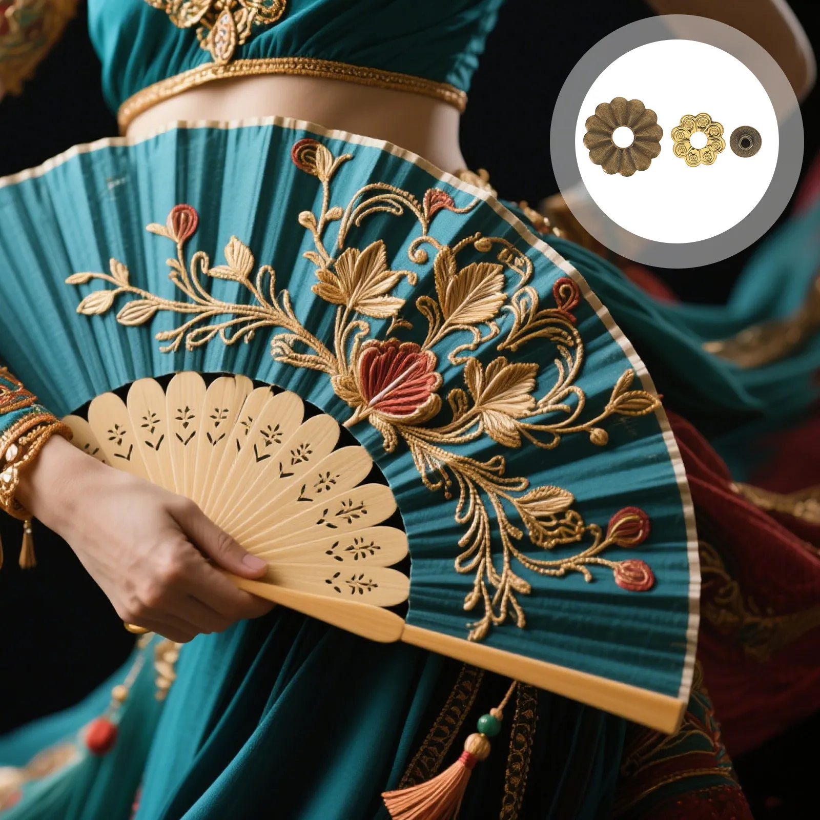 

5Sets Folding Fan Parts Replacement Hardware Secure Connectors for Hand Fan Repair Kit Stable Performance in Chinese Dance Prop