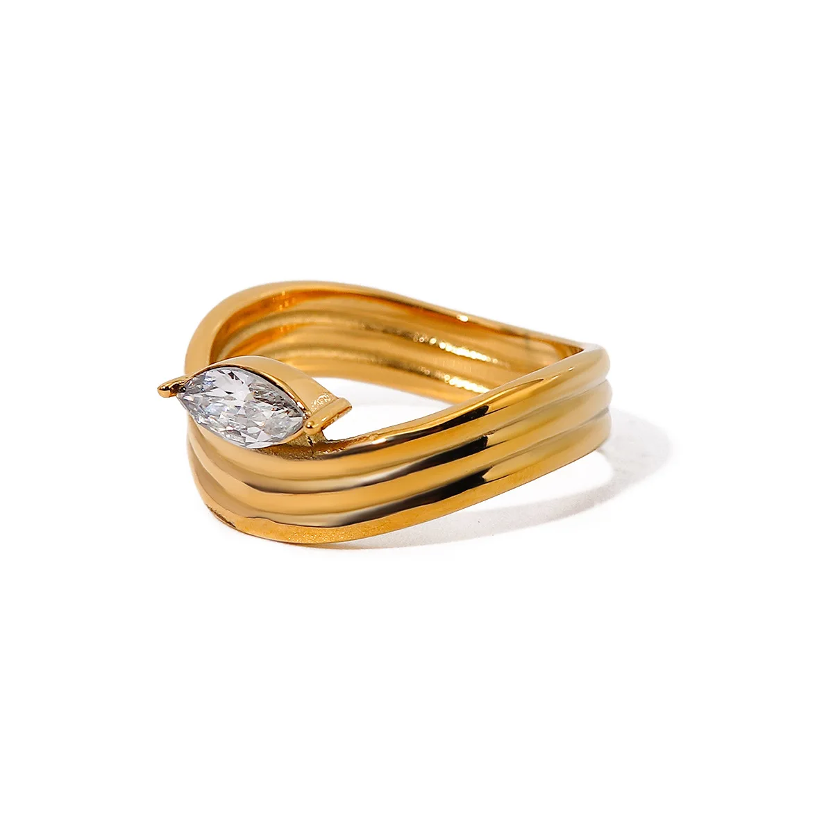 

Stainless Steel PVD 18K Gold Plated Tarnish Eye Stone Rings For Woman Jewelry Wholesale Summer Trendy