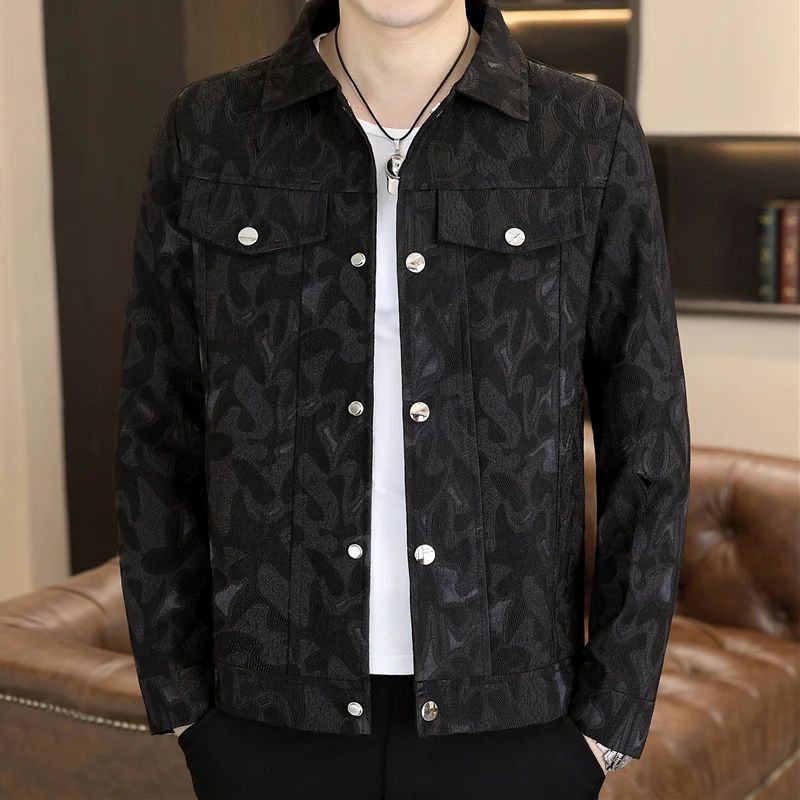 

Мужская куртка Slim Fit в корейском стиле, повседневная, универсальная, тонкая, с отложным воротником, весенне-осенняя, модная молодежная верхняя одежда из полиэфирного волокна