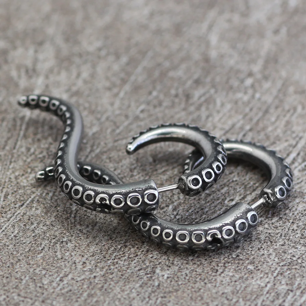 Vintage Silver Color Octopus Earrings for Women Men Gothic Punk Style Earrings Hip Hop Rock Jewelry Accessories Gifts