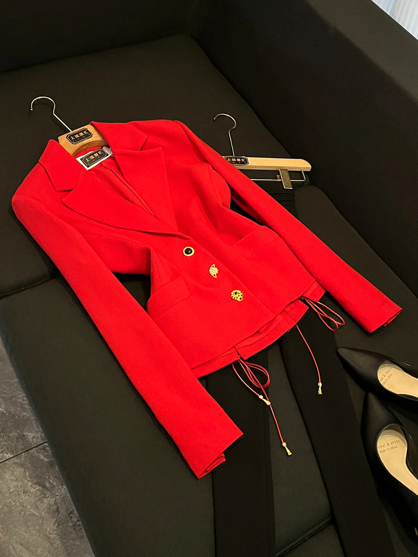 

Женский костюм Busin Commuter Sle Slim Fit ort Sve Long Suit Jaet, осень-зима, Новое поступление, однотонный, элитный, ощущение
