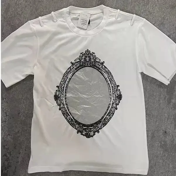 2026 Number Nine Magic Mirror Patchwork Print Distressed Loose Fit T-Shirt TX1707