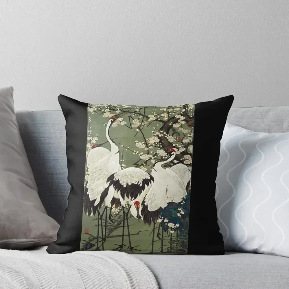 Favourite Artist - Plum Blossoms and Cranes - Ito Jakuchu Throw Pillow luxury decor Cushions Home Decor pillow