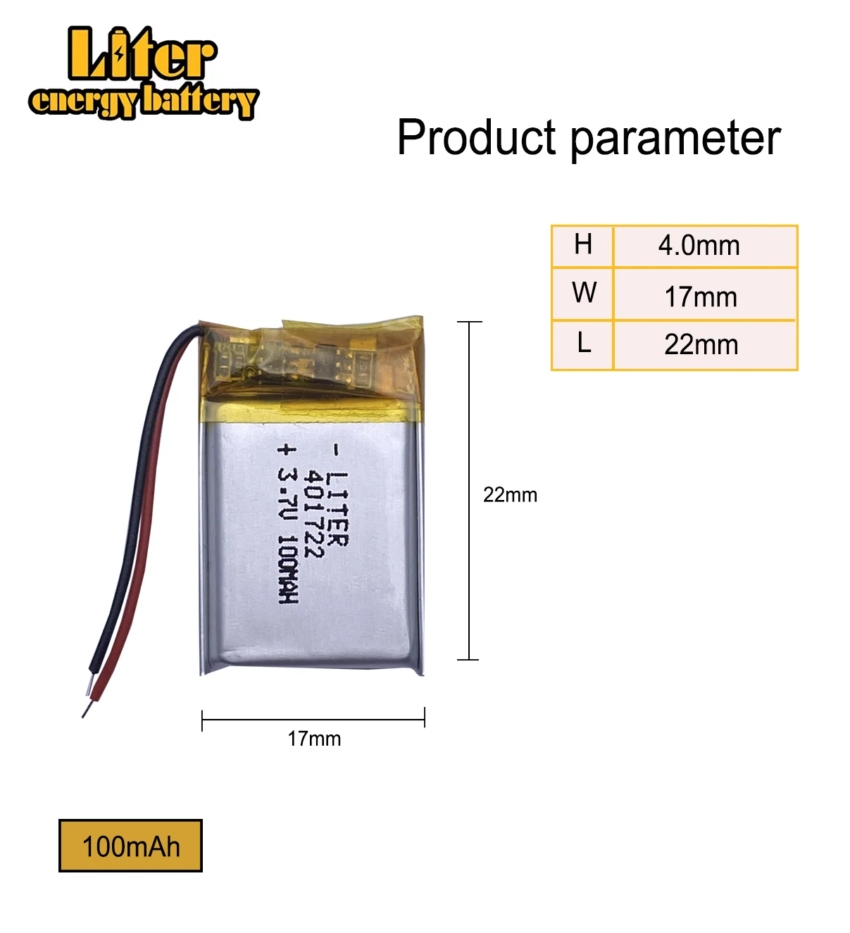 3.7V 100mAh 401520 401722 Lithium Polymer Li-Po li ion Rechargeable Battery  For Mp3 MP4 MP5 GPS mobile bluetooth