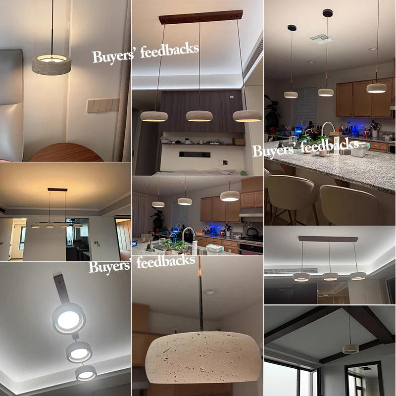 Modern Travertine Pendant Lights Natural Yellow Stone LED Hanging Lamps Indoor Decor Lighting Bedroom Dining Room Bar Study - Image 4