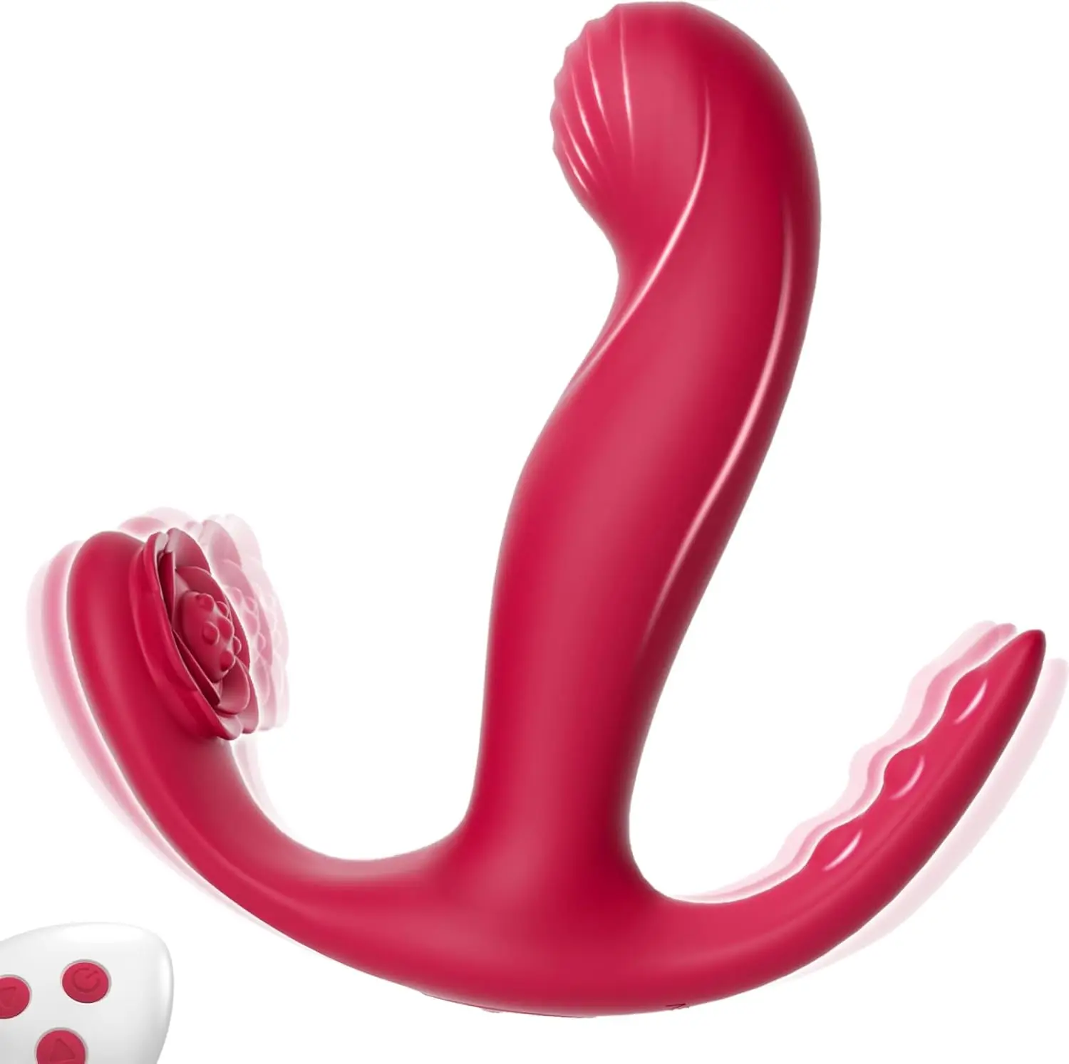 Womens Wearable Vibrating Wand Rose Design, Remote Control 3-Point Stimulation Massage Device, Rechargeable Intimate Adult Toy