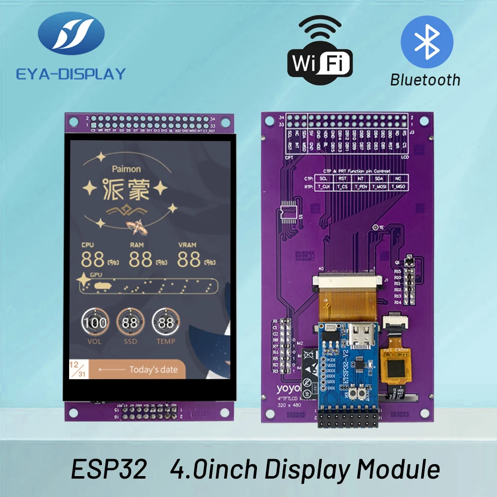 4.3inch 320*480 ESP32 LVGL WIFI&Bluetooth Development Board TFT Smart Display Screen ITO LCD TFT Module With Touch Screen