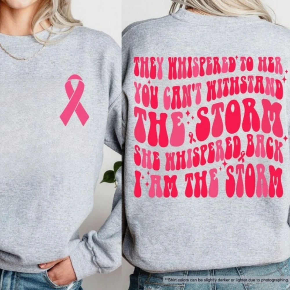 

Breast Cancer Sweatshirt Breast Cancer Awareness Sweatshirt They Whispered To Her Sweat Breast Cancer Warrior Hoodie