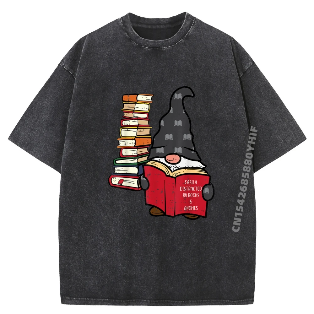 

Мужская рубашка с принтом Gnome Read Reading Book Librarian Across America Уличная одежда Футболки Мужская свободная стираная рубашка для мужчин