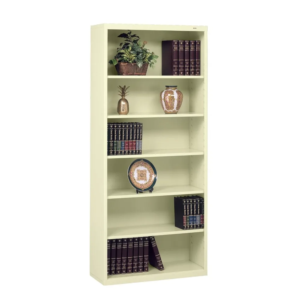 34-1/2 by 13-1/2 by 78-Inch Metal Bookcase with 6 Shelves, Putty