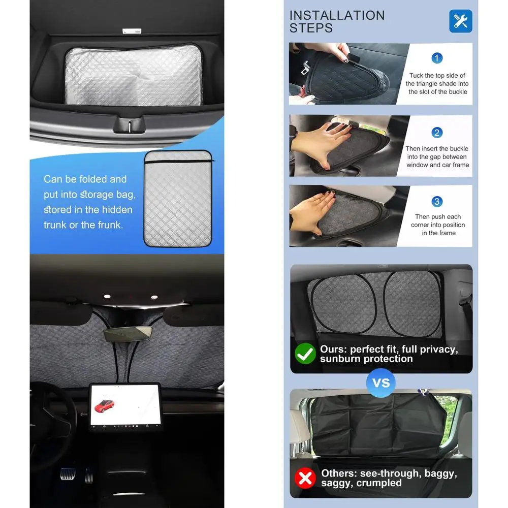 

Enhanced 8-Piece Window Shade Covers with 5-Layer Thicker Material for Sun and Windshield Protection, Suitable for 2024-2020 Mod