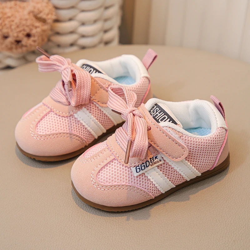 طفل احذية الجري مخطط موضة أطفال حذاء كاجوال شبكة تنفس 2025 ربيع الخريف جديد بنين بنات أحذية التنس نعل ناعم