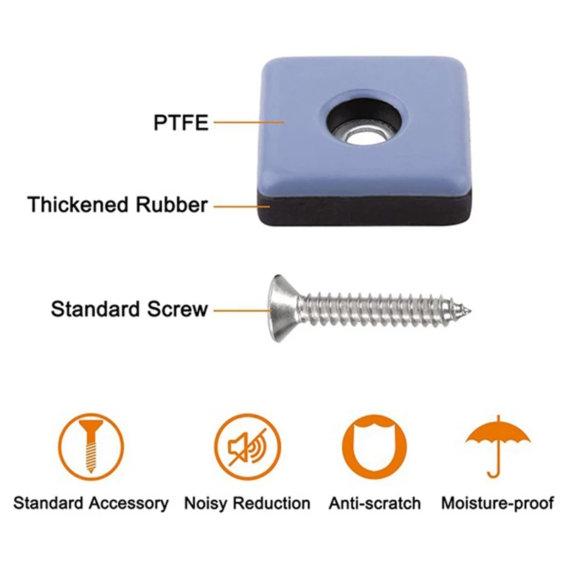 40 szt. Szybowce meblowe PTFE łatwe do przenoszenia suwaki z ochraniacz na podłogę śrubowymi do podłóg wyłożonych kafelkami