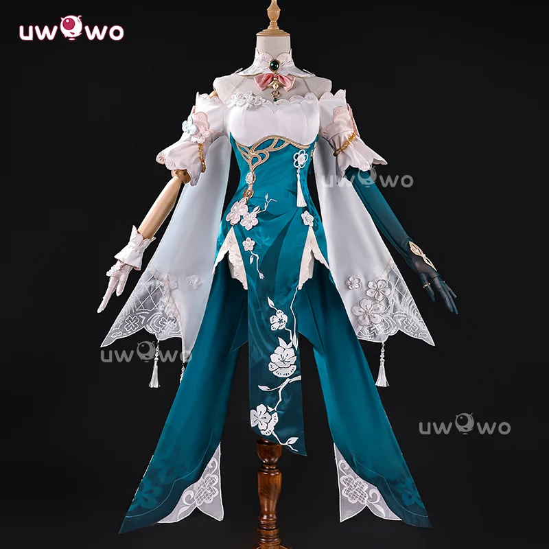 

UWOWO Collab Series: Game Honkai: Star Ruan Mei Rail Plumblossom Letter Qipao Cosplay Costume XS-2XL Halloween Costume