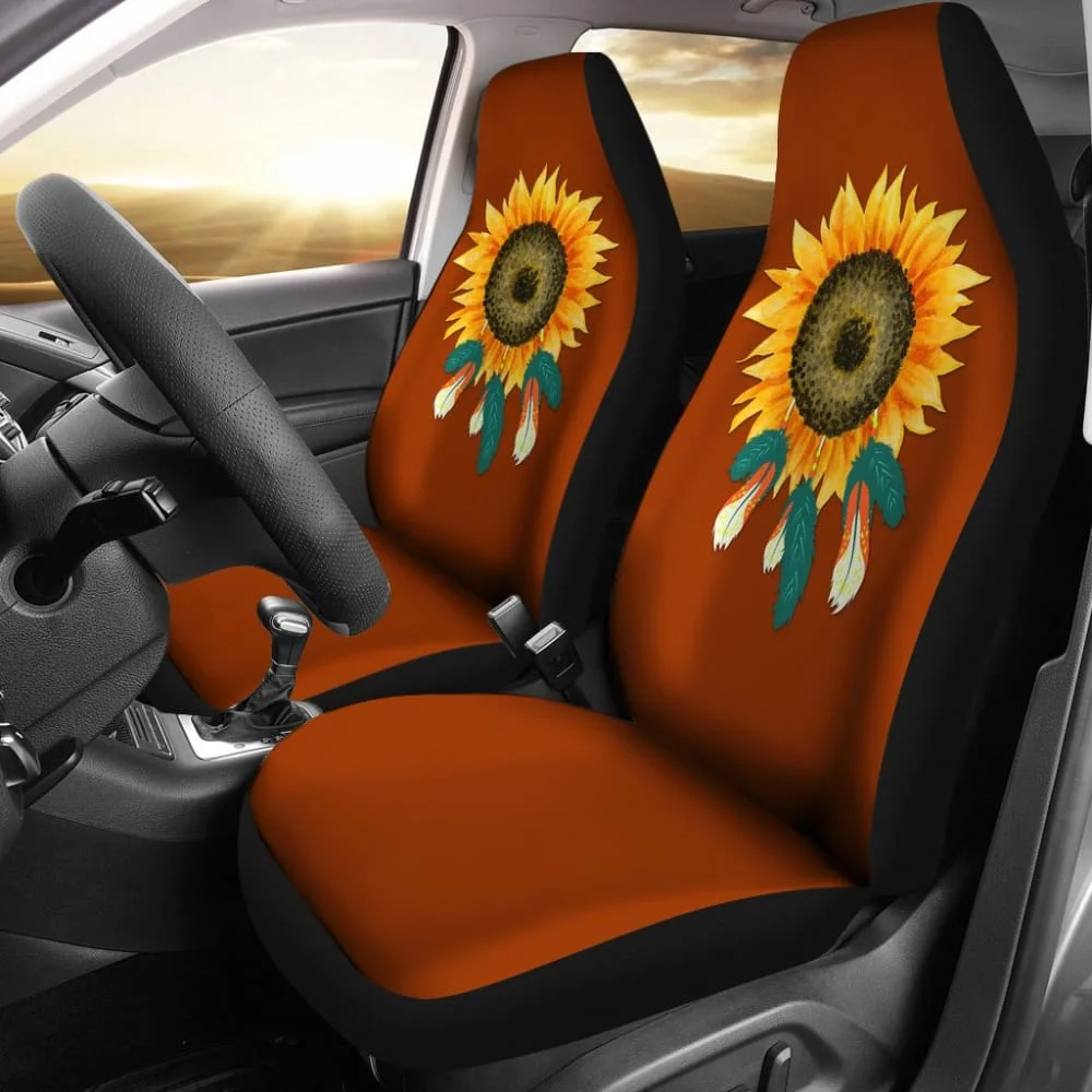 

Sunflower Indigenous American Feathers Dreamcatcher Car Seat Covers 211501,Pack of 2 Universal Front Seat Protective Cover