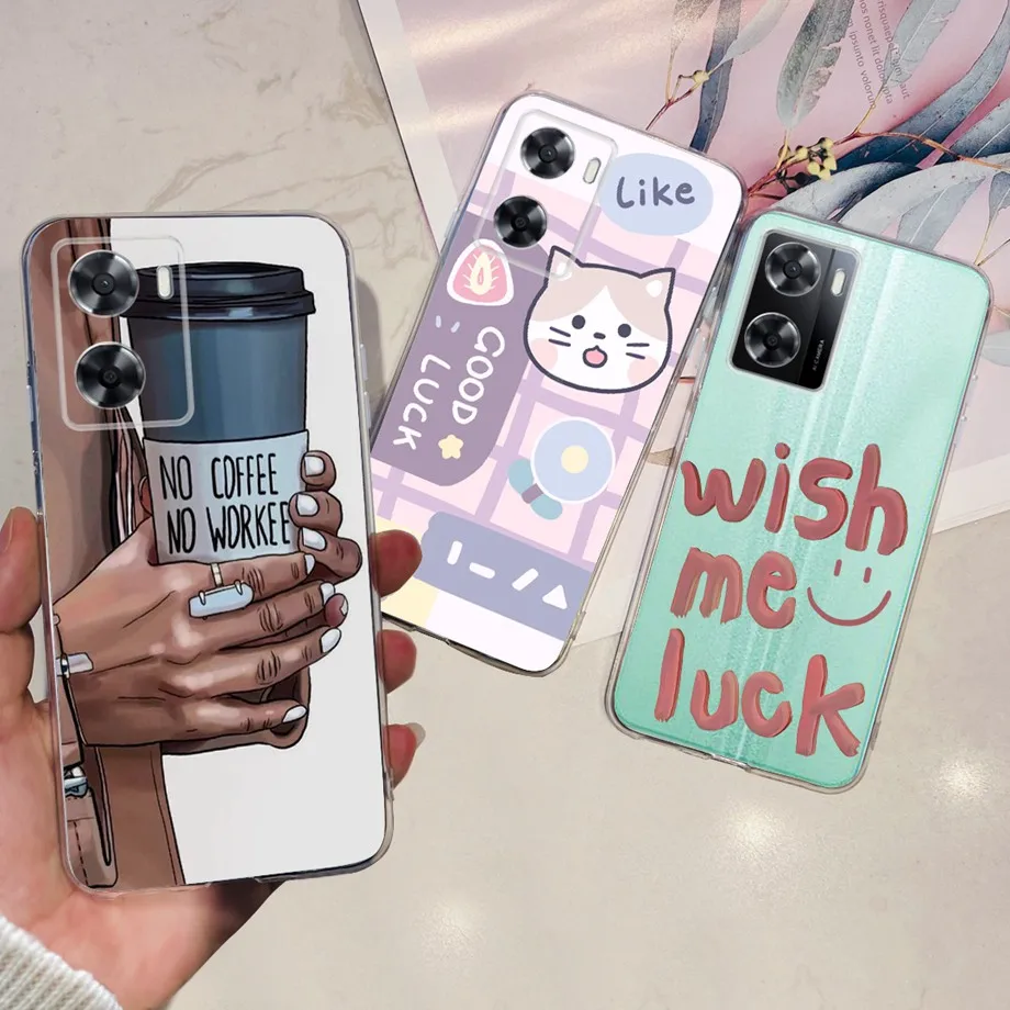 For Oppo A57s A57e A77s 4G Case Capa Silicone Painted Soft Black Cover for Oppo A57 A77 4G 2022 Cover TPU Coque Protective Cases