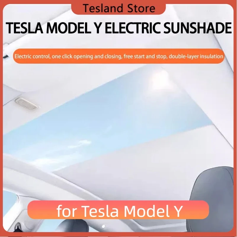 Panoramic Electric Sunshade For Tesla Model Y Integrated Car Roof Shade Retractable Sun Visor 2024 Interior 2021-23 Accessories