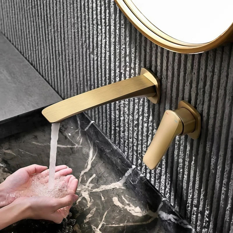 Gold Concealed Bathroom Faucet Embedded Cartridge Sink Faucet Basin Mixer Gourmet Washbasin Tapware Hot Cold Water Tap Brass